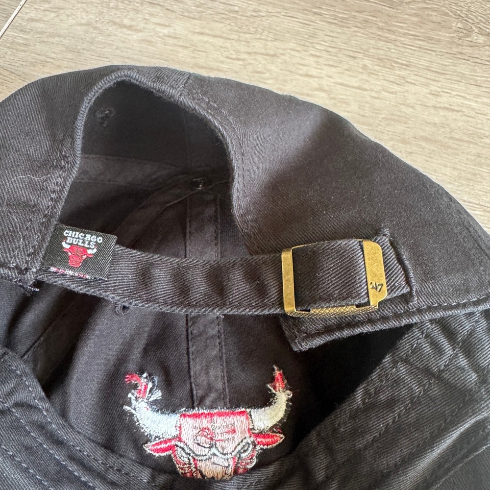 47 Brand Chicago Bulls NBA Black Adjustable Strapback Dad Hat OSFA - Picture 5 of 8